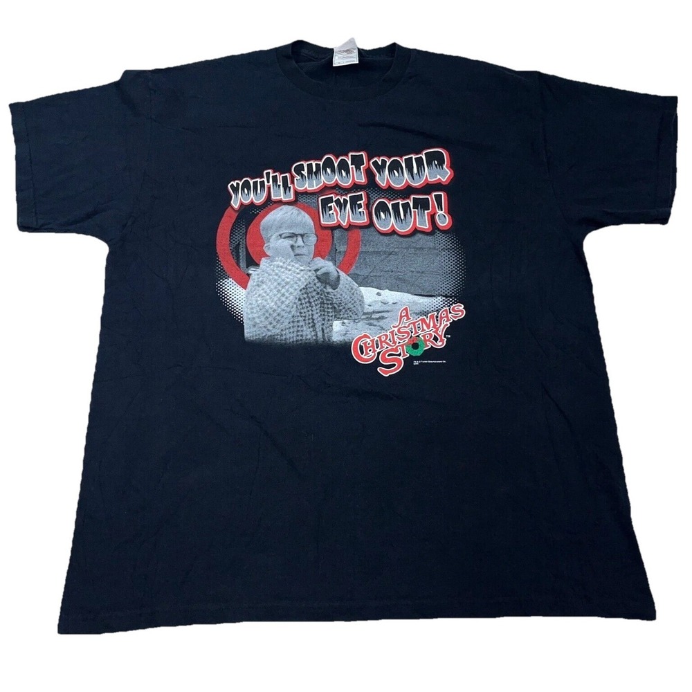 Vintage A Christmas Story Shirt Men XL Black Tee Ralphie Movie Promo 2004‎ Y2K